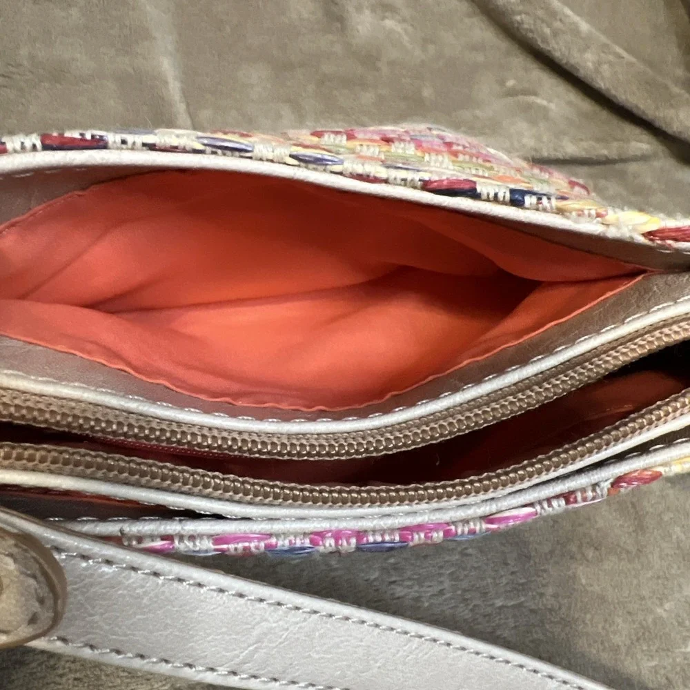 Liz Claiborne LC-1441-P Straw Pattern Shoulder Handbag Purse‎ Multi-Color